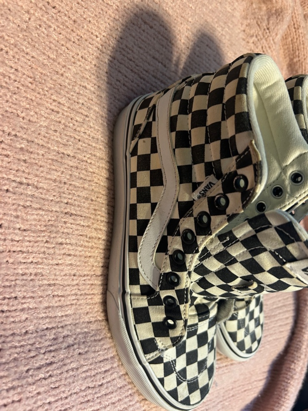 Vans Black & White Checkerboard High Top Sneakers